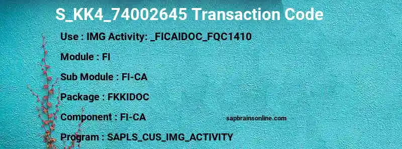 SAP S_KK4_74002645 transaction code