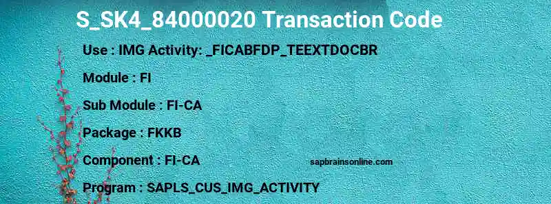 SAP S_SK4_84000020 transaction code