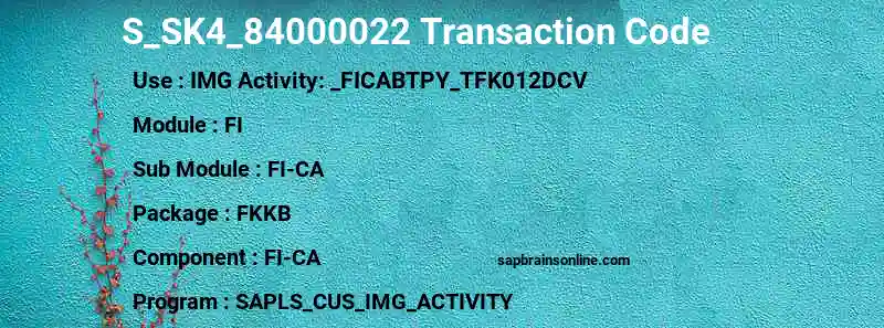 SAP S_SK4_84000022 transaction code