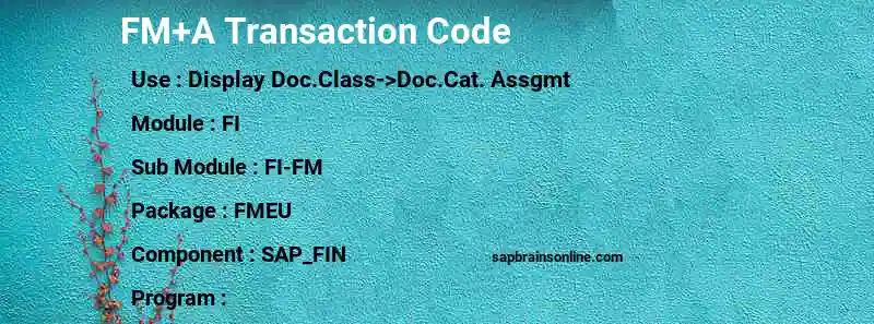 SAP FM+A transaction code
