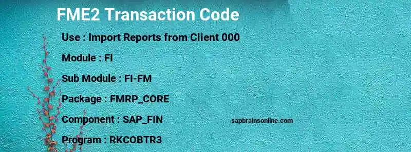 SAP FME2 transaction code