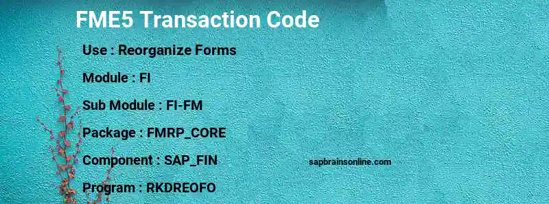 SAP FME5 transaction code