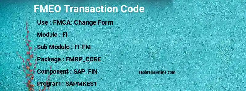 SAP FMEO transaction code