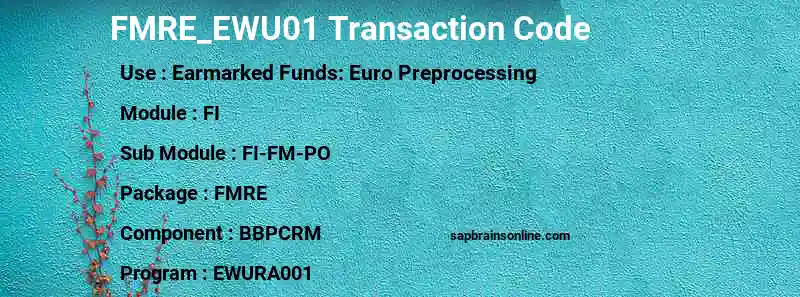 SAP FMRE_EWU01 transaction code