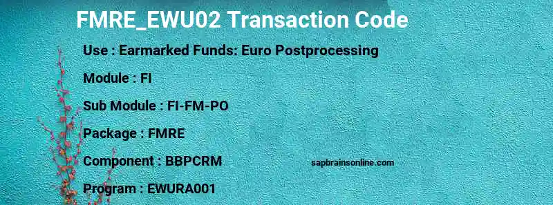 SAP FMRE_EWU02 transaction code