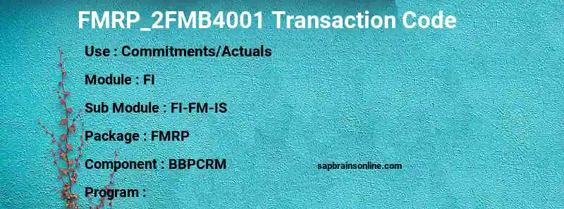 SAP FMRP_2FMB4001 transaction code