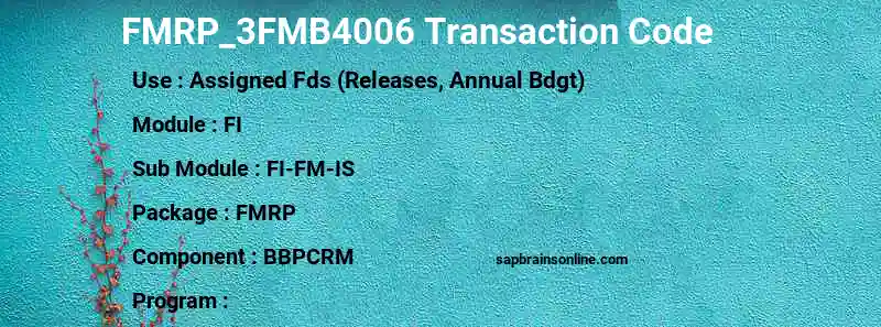 SAP FMRP_3FMB4006 transaction code