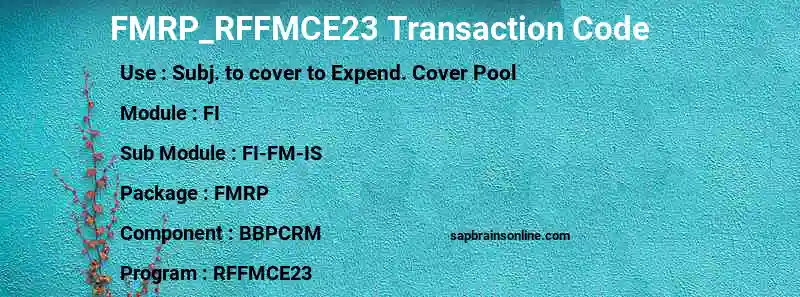 SAP FMRP_RFFMCE23 transaction code