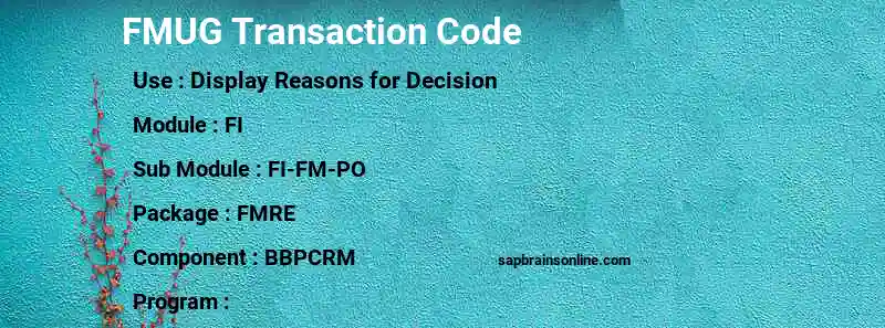 SAP FMUG transaction code