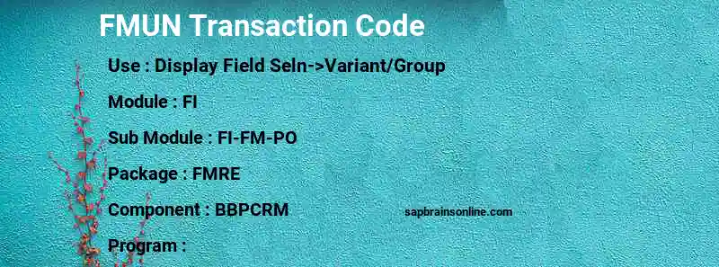 SAP FMUN transaction code