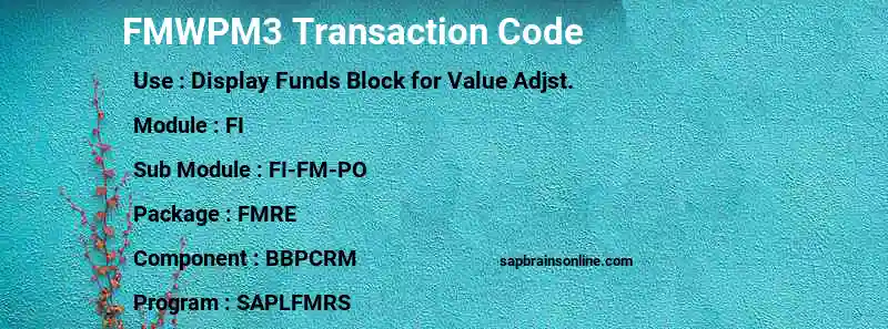 SAP FMWPM3 transaction code