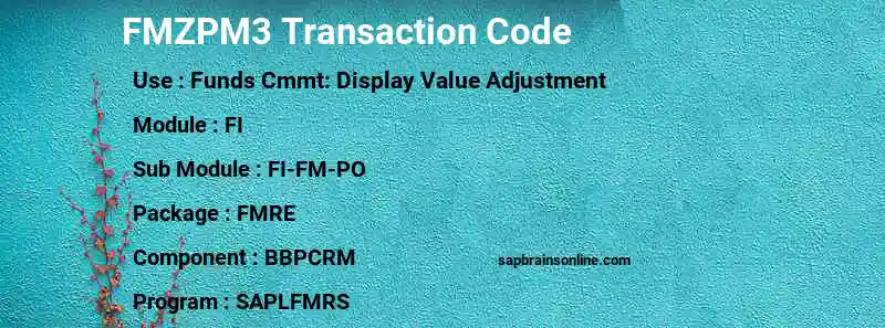 SAP FMZPM3 transaction code