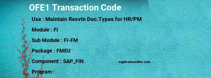 SAP OFE1 transaction code