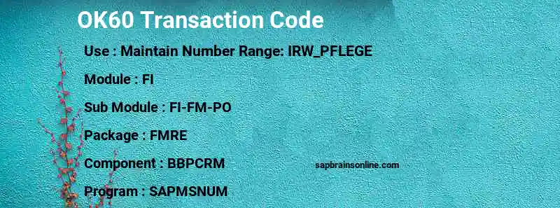 SAP OK60 transaction code