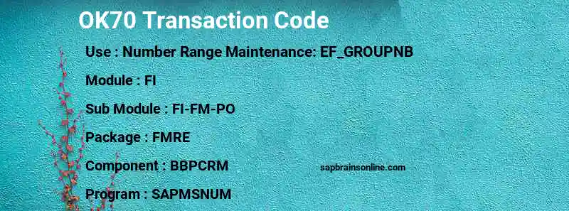 SAP OK70 transaction code