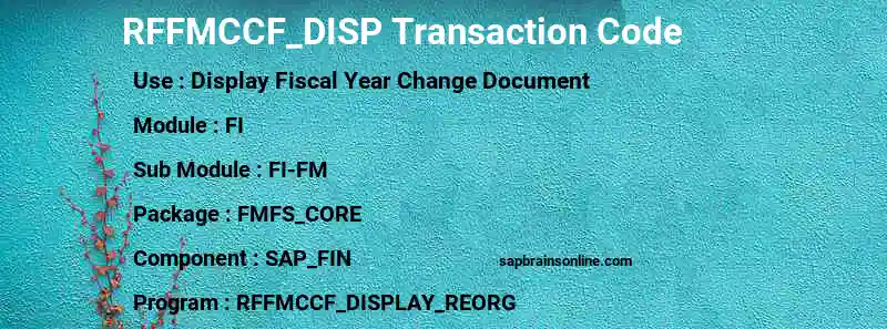 SAP RFFMCCF_DISP transaction code