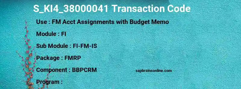 SAP S_KI4_38000041 transaction code