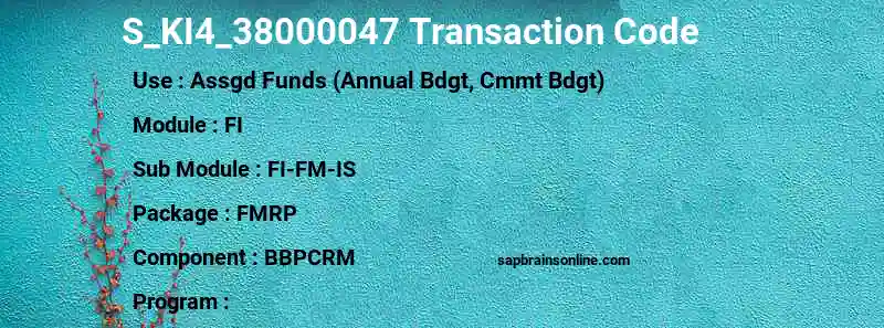 SAP S_KI4_38000047 transaction code
