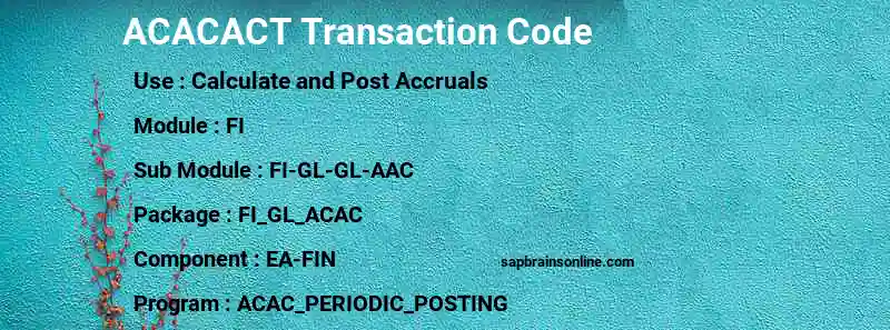 SAP ACACACT transaction code