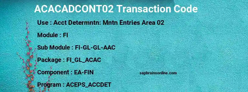 SAP ACACADCONT02 transaction code