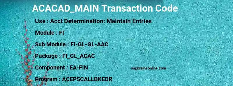 SAP ACACAD_MAIN transaction code