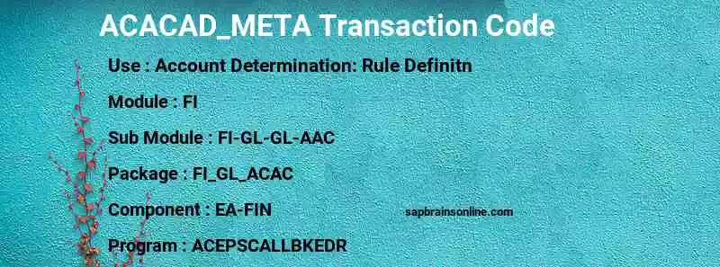 SAP ACACAD_META transaction code