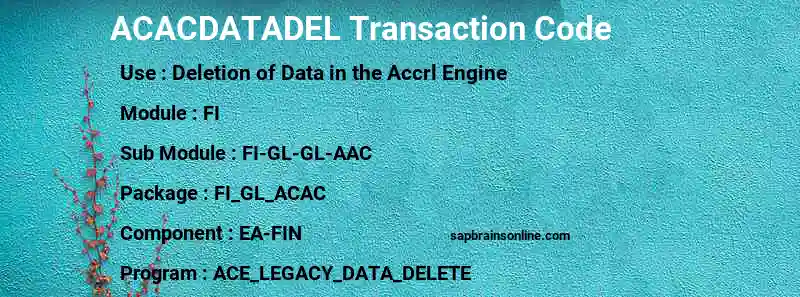 SAP ACACDATADEL transaction code