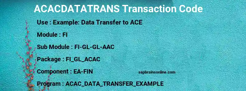 SAP ACACDATATRANS transaction code