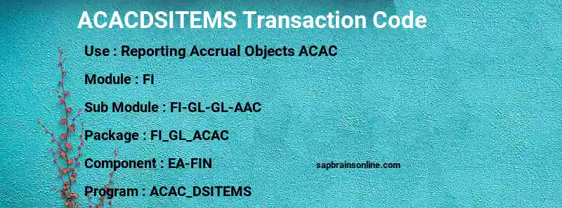 SAP ACACDSITEMS transaction code
