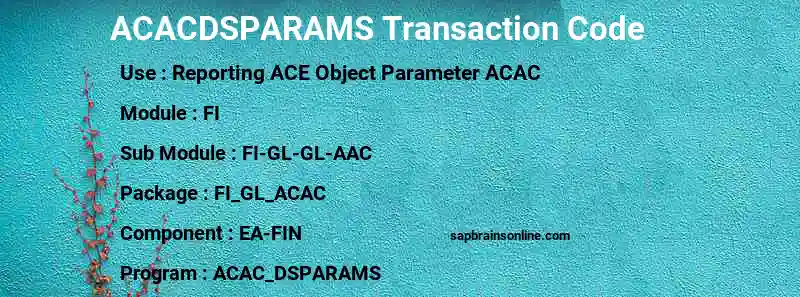 SAP ACACDSPARAMS transaction code