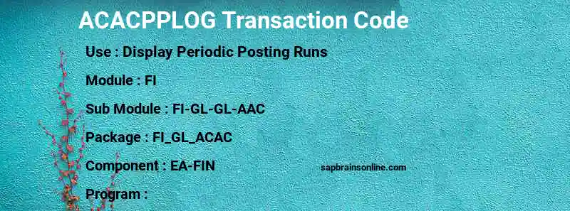 SAP ACACPPLOG transaction code