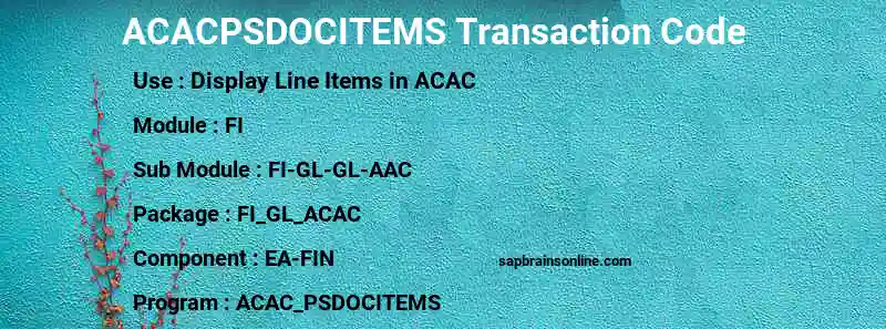 SAP ACACPSDOCITEMS transaction code