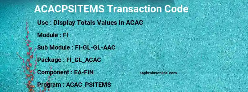 SAP ACACPSITEMS transaction code