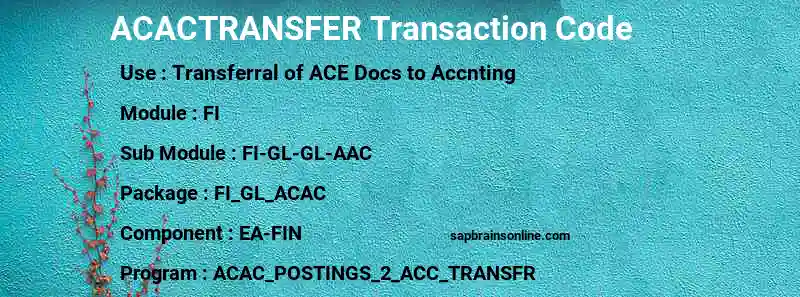 SAP ACACTRANSFER transaction code