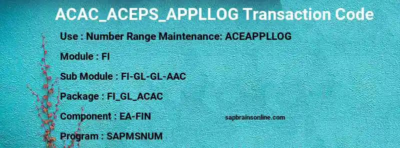 SAP ACAC_ACEPS_APPLLOG transaction code