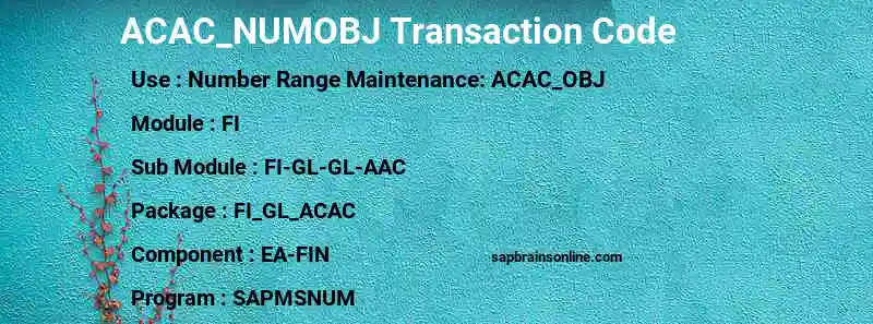 SAP ACAC_NUMOBJ transaction code