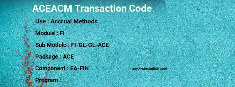 SAP ACEACM transaction code