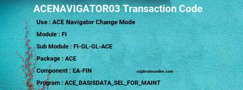 SAP ACENAVIGATOR03 transaction code