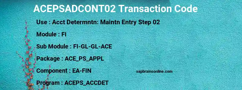 SAP ACEPSADCONT02 transaction code