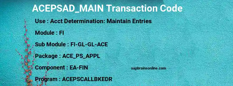 SAP ACEPSAD_MAIN transaction code