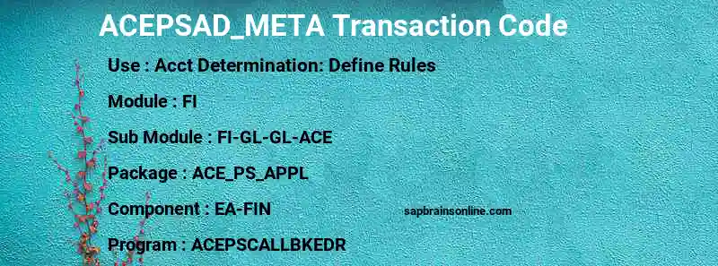 SAP ACEPSAD_META transaction code