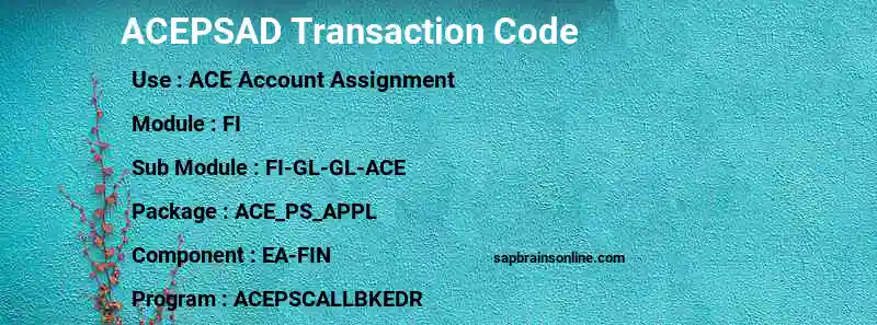 SAP ACEPSAD transaction code