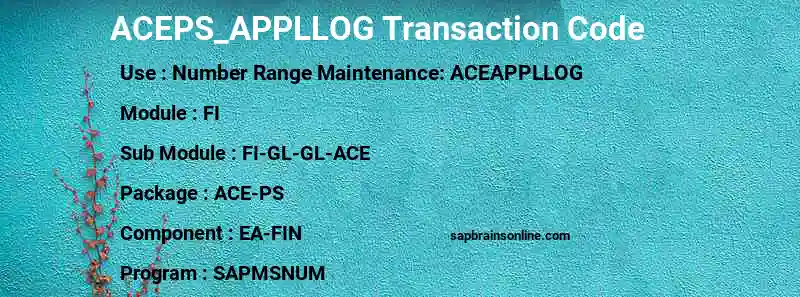 SAP ACEPS_APPLLOG transaction code