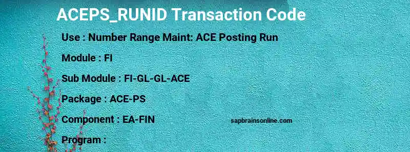 SAP ACEPS_RUNID transaction code