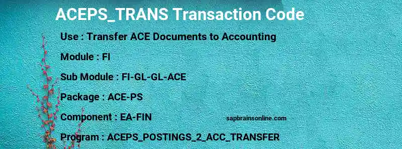 SAP ACEPS_TRANS transaction code