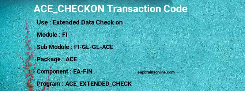 SAP ACE_CHECKON transaction code