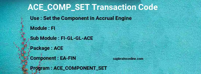 SAP ACE_COMP_SET transaction code