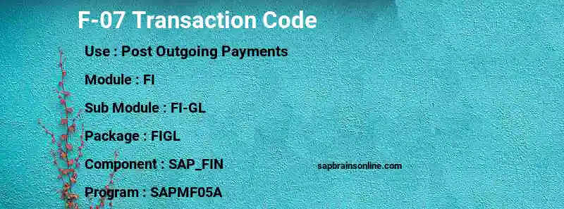 SAP F-07 transaction code