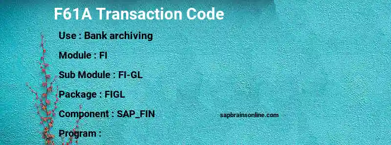 SAP F61A transaction code