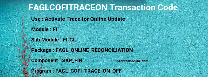 SAP FAGLCOFITRACEON transaction code